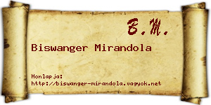 Biswanger Mirandola névjegykártya